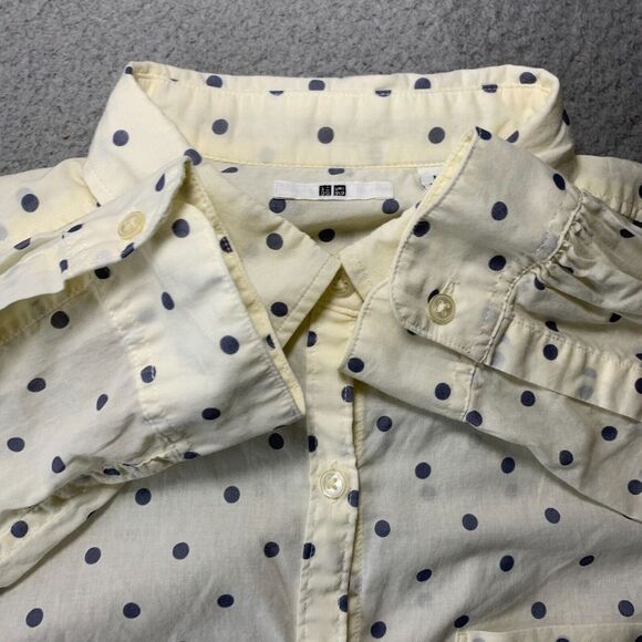 UNIQLO Shirt Womens Medium Button Up Blouse Top Polka Dot Long Sleeve - Picture 7 of 8